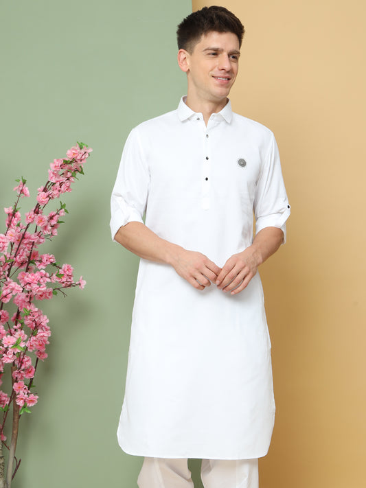 WHITE PATHANI KURTA SET