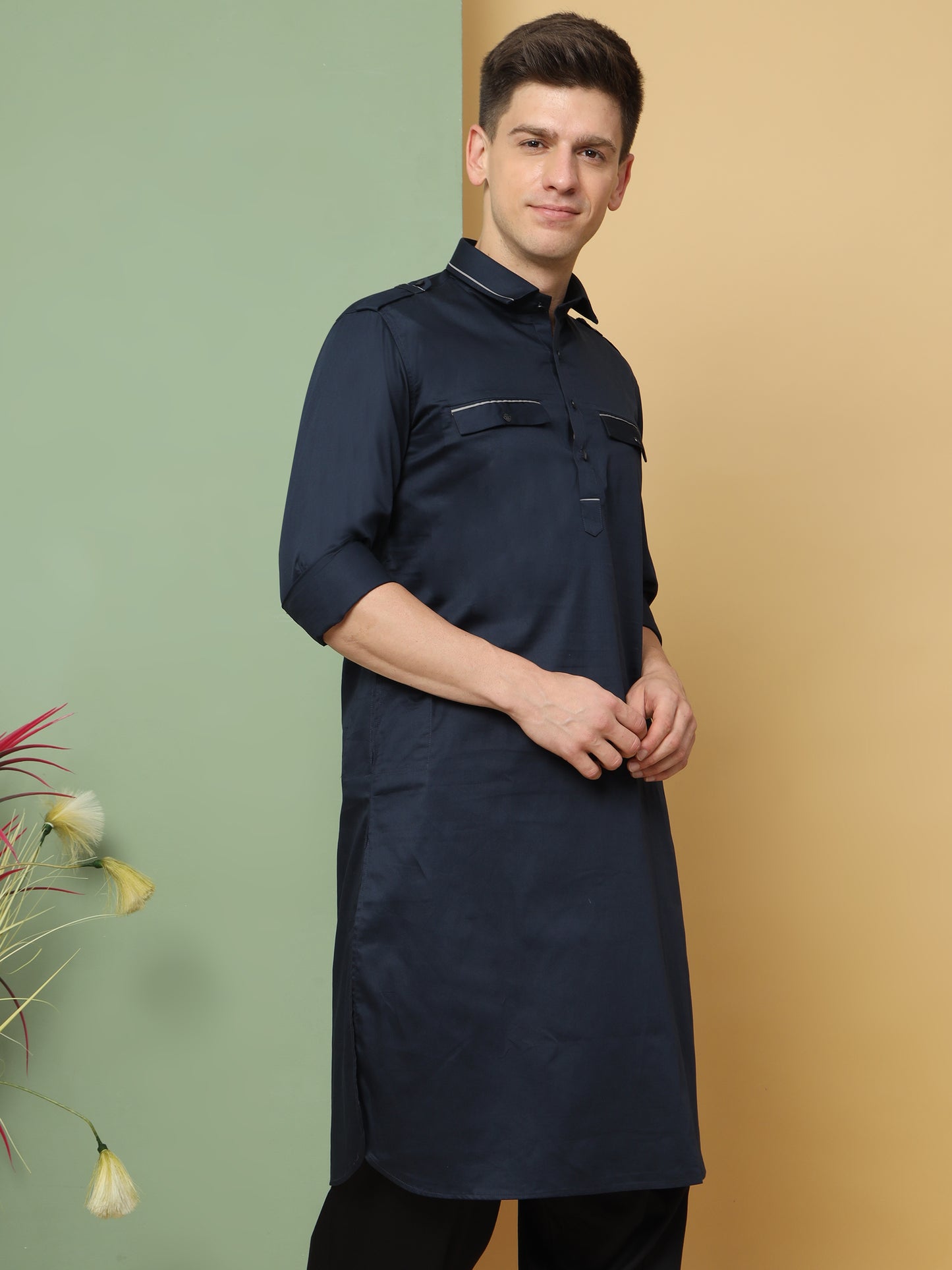 BLUE PATHANI KURTA SET