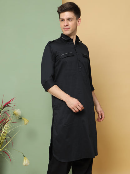 BLACK PATHANI KURTA SET