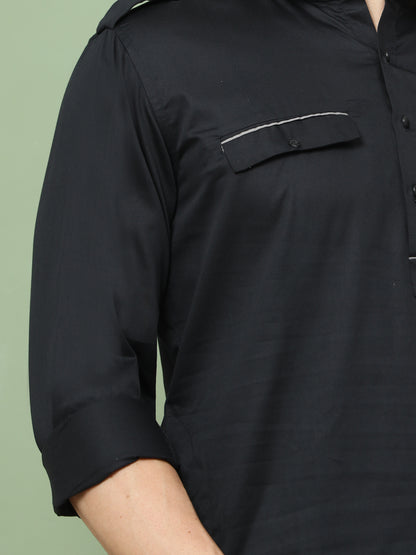 BLACK PATHANI KURTA SET