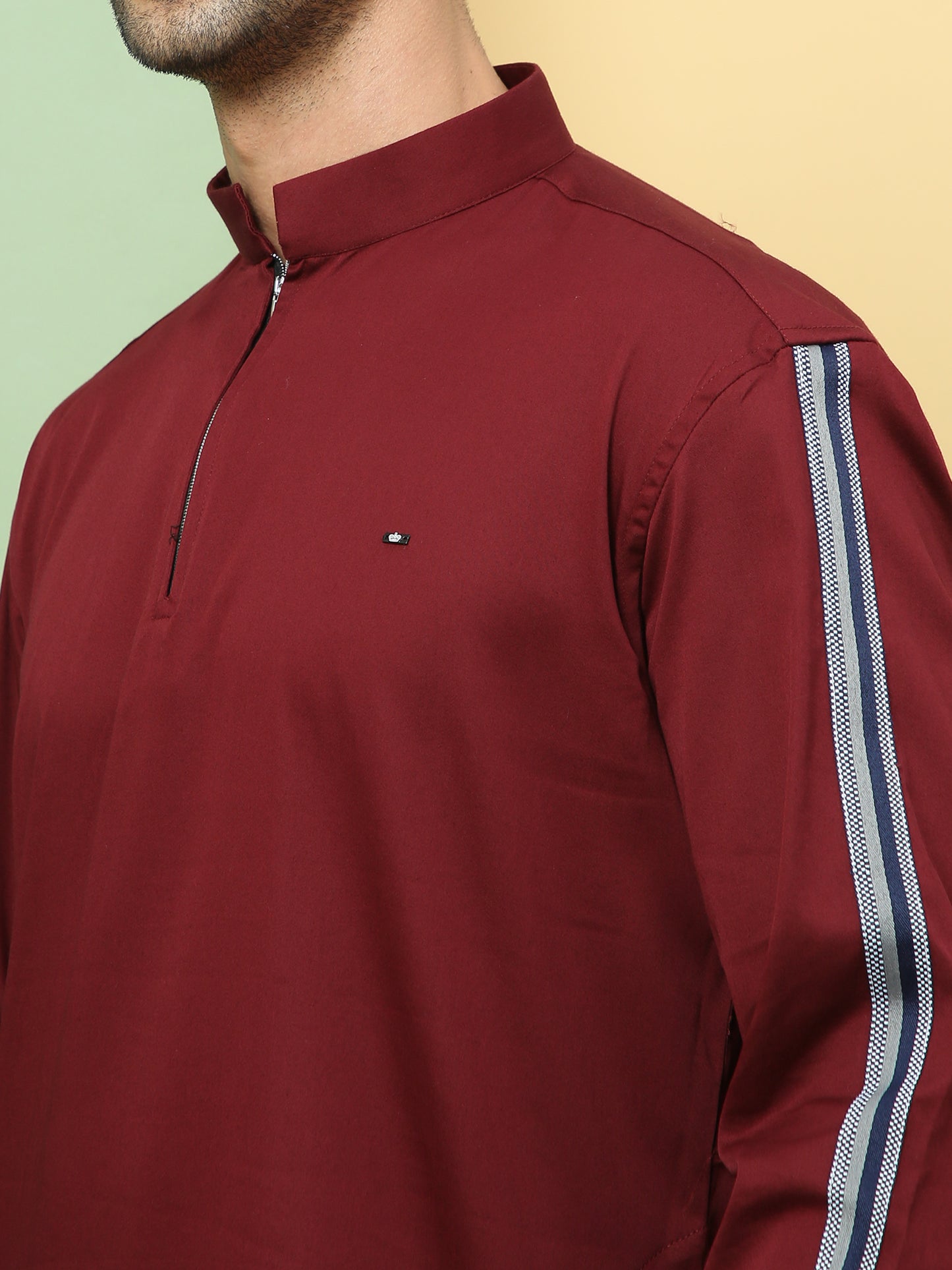 MAROON SOLID PATHANI KURTA SET