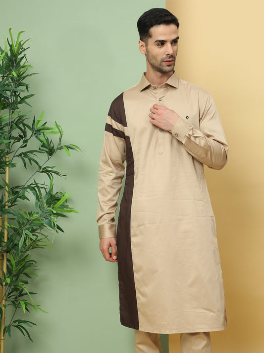 DESSERT SAND PATTERNED PATHANI KURTA SET